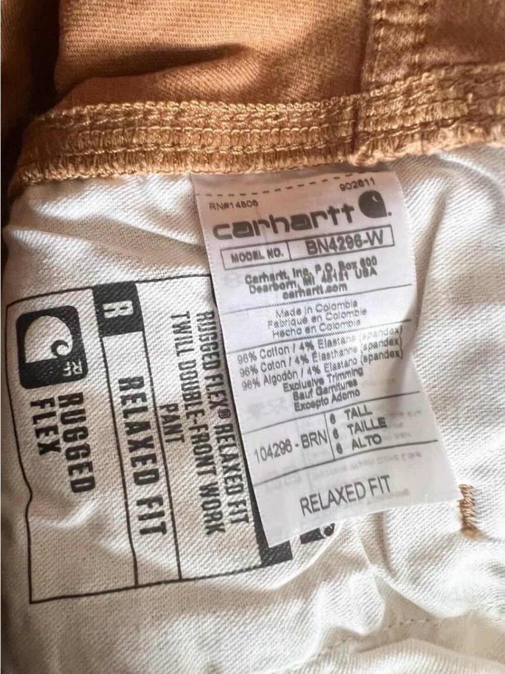 Carhartt - Women's Relaxed Fit Stretch Twill Pant Sz 8 tall new with tag brown - Picture 7 of 9
